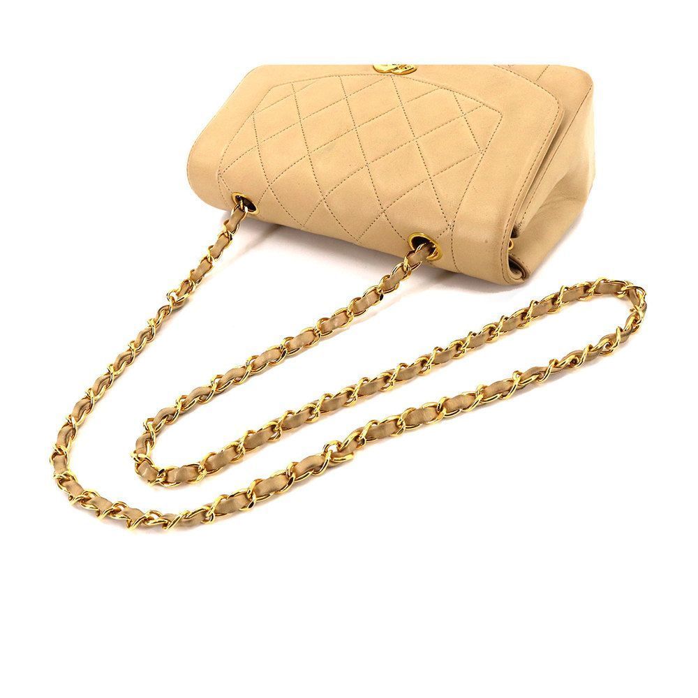 Chanel Diana 22 Matelasse Chain Shoulder Leather Beige Gold - Picture 6 of 9